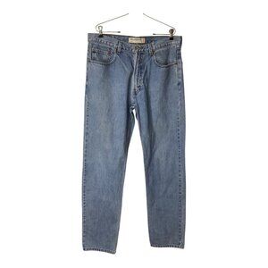 Levi's 550 Relaxed Fit‎ Light Wash Denim Jeans Y2K Black Batwing Size W 36 L 36